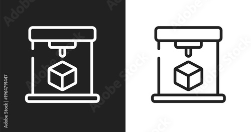 3d printing icon. Linear black, white icon from general collection. Outline 3d printing vector. Thin line symbol isolated on white and black background