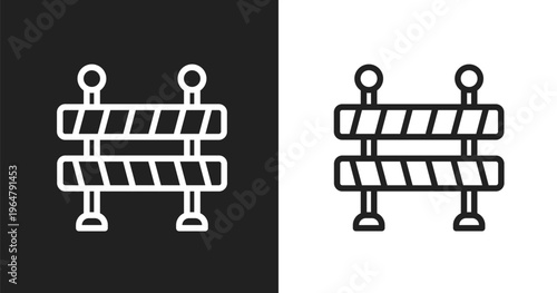 Traffic barriers icon. Linear black, white icon from general collection. Outline traffic barriers vector. Thin line symbol isolated on white and black background