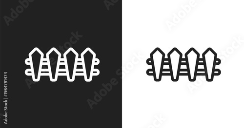 Wooden fence icon. Linear black, white icon from general collection. Outline wooden fence vector. Thin line symbol isolated on white and black background