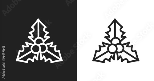 Mistletoe leaves icon. Linear black, white icon from general collection. Outline mistletoe leaves vector. Thin line symbol isolated on white and black background