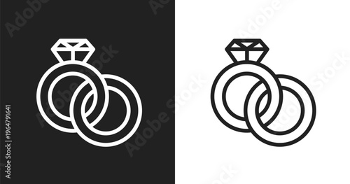 Interlocking rings icon. Linear black, white icon from general collection. Outline interlocking rings vector. Thin line symbol isolated on white and black background