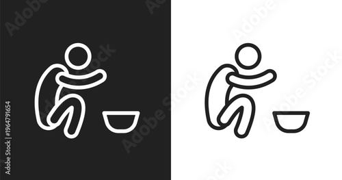 Poor icon. Linear black, white icon from general collection. Outline poor vector. Thin line symbol isolated on white and black background