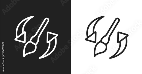 History brush icon. Linear black, white icon from general collection. Outline history brush vector. Thin line symbol isolated on white and black background