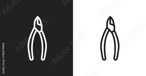 Nippers icon. Linear black, white icon from general collection. Outline nippers vector. Thin line symbol isolated on white and black background