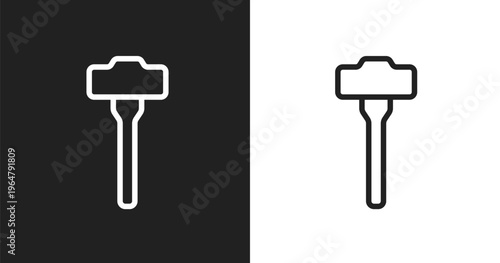 Sledgehammer icon. Linear black, white icon from general collection. Outline sledgehammer vector. Thin line symbol isolated on white and black background