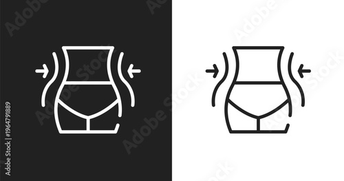 Weight loss icon. Linear black, white icon from general collection. Outline weight loss vector. Thin line symbol isolated on white and black background