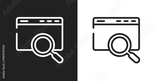 Sem icon. Linear black, white icon from general collection. Outline sem vector. Thin line symbol isolated on white and black background