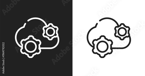 Saas icon. Linear black, white icon from general collection. Outline saas vector. Thin line symbol isolated on white and black background