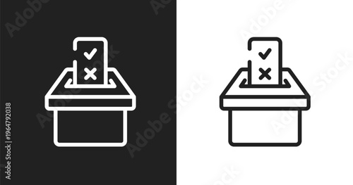 Referendum icon. Linear black, white icon from general collection. Outline referendum vector. Thin line symbol isolated on white and black background