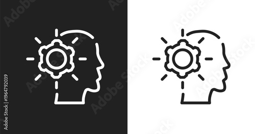 Realization icon. Linear black, white icon from general collection. Outline realization vector. Thin line symbol isolated on white and black background