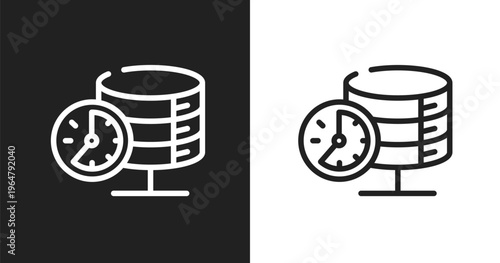 Real time data icon. Linear black, white icon from general collection. Outline real time data vector. Thin line symbol isolated on white and black background