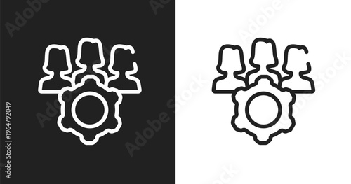 Project team icon. Linear black, white icon from general collection. Outline project team vector. Thin line symbol isolated on white and black background