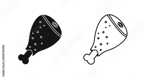 Two fried chicken drumsticks one solid and one outlined silhouette