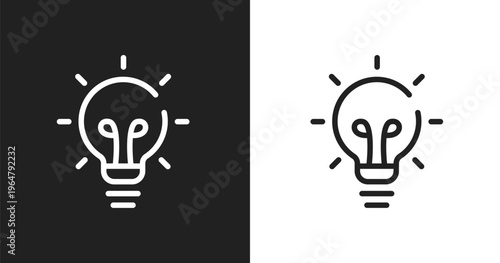 Big light bulb icon. Linear black, white icon from business and finance collection. Outline big light bulb vector. Thin line symbol isolated on white and black background