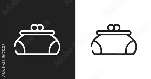 Women puser icon. Linear black, white icon from business and finance collection. Outline women puser vector. Thin line symbol isolated on white and black background