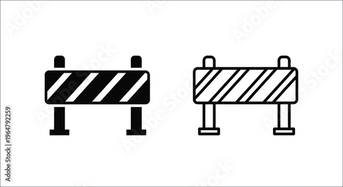 Two road barrier icons in black and white a simple silhouette