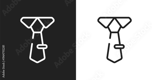Big tie icon. Linear black, white icon from business and finance collection. Outline big tie vector. Thin line symbol isolated on white and black background