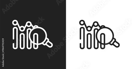 Analythic icon. Linear black, white icon from marketing and seo collection. Outline analythic vector. Thin line symbol isolated on white and black background