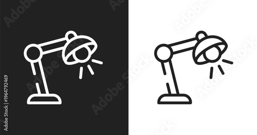 Study light icon. Linear black, white icon from marketing and seo collection. Outline study light vector. Thin line symbol isolated on white and black background
