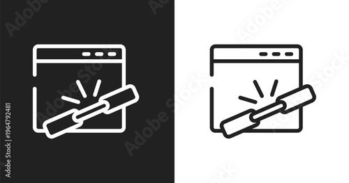 Add link icon. Linear black, white icon from marketing and seo collection. Outline add link vector. Thin line symbol isolated on white and black background