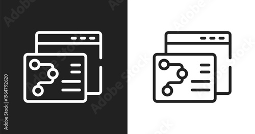 Seo strategy icon. Linear black, white icon from marketing and seo collection. Outline seo strategy vector. Thin line symbol isolated on white and black background