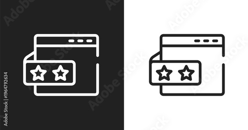 Rating stars icon. Linear black, white icon from marketing and seo collection. Outline rating stars vector. Thin line symbol isolated on white and black background