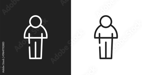 Person shape icon. Linear black, white icon from business pack collection. Outline person shape vector. Thin line symbol isolated on white and black background