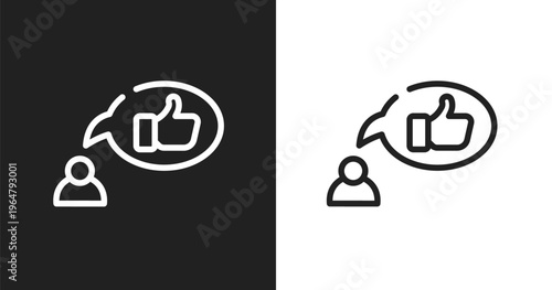 Recommendation icon. Linear black, white icon from marketing management collection. Outline recommendation vector. Thin line symbol isolated on white and black background