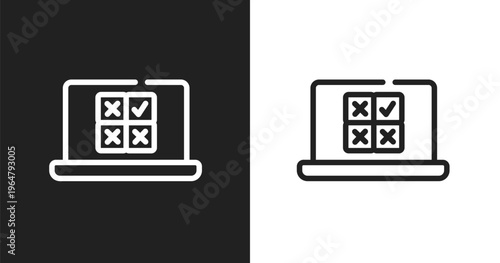 Online voting icon. Linear black, white icon from voting collection. Outline online voting vector. Thin line symbol isolated on white and black background