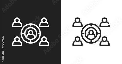 Employing icon. Linear black, white icon from business collection. Outline employing vector. Thin line symbol isolated on white and black background