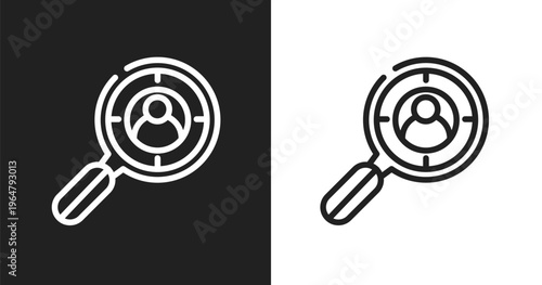 Headhunting icon. Linear black, white icon from analytics collection. Outline headhunting vector. Thin line symbol isolated on white and black background
