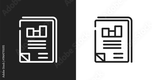 Business journal icon. Linear black, white icon from project management collection. Outline business journal vector. Thin line symbol isolated on white and black background