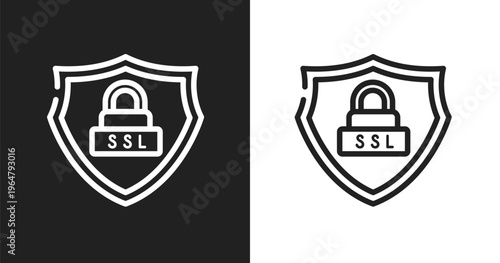 Ssl icon. Linear black, white icon from seo and marketing collection. Outline ssl vector. Thin line symbol isolated on white and black background