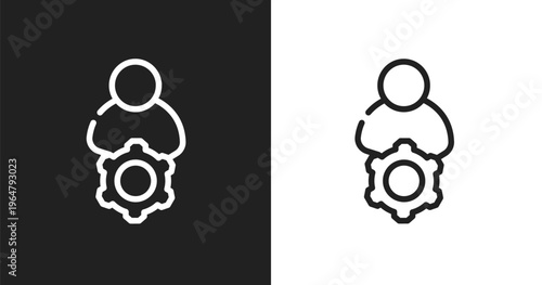 Administrator icon. Linear black, white icon from project management collection. Outline administrator vector. Thin line symbol isolated on white and black background
