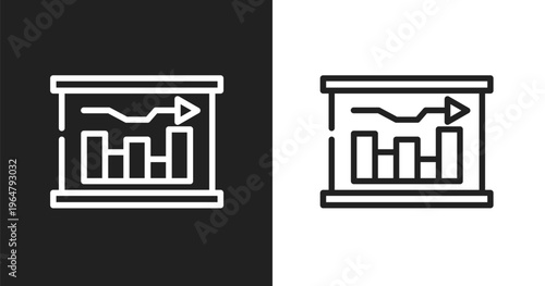 Graphical report icon. Linear black, white icon from project management collection. Outline graphical report vector. Thin line symbol isolated on white and black background
