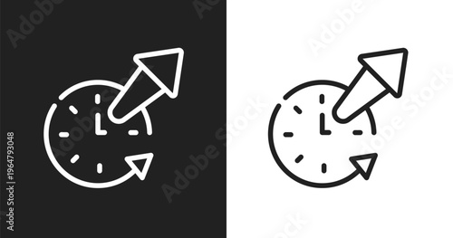 Time out icon. Linear black, white icon from project management collection. Outline time out vector. Thin line symbol isolated on white and black background