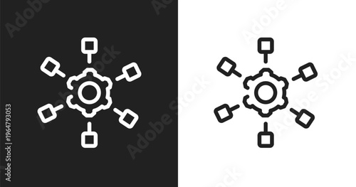 Project scheme icon. Linear black, white icon from project management collection. Outline project scheme vector. Thin line symbol isolated on white and black background