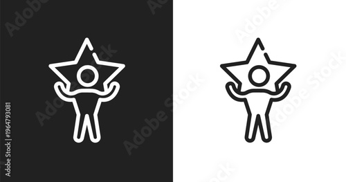 Superior icon. Linear black, white icon from product management collection. Outline superior vector. Thin line symbol isolated on white and black background