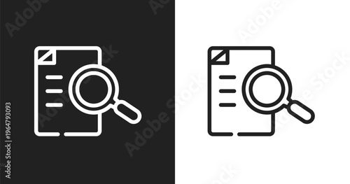 Defining icon. Linear black, white icon from product management collection. Outline defining vector. Thin line symbol isolated on white and black background