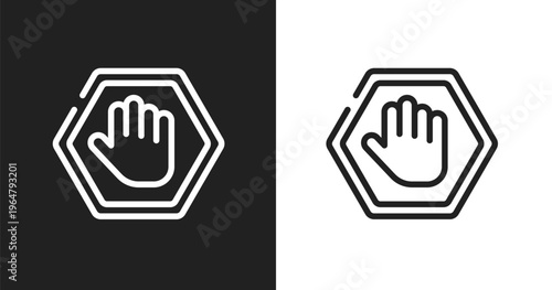Ad blocker icon. Linear black, white icon from marketing & seo collection. Outline ad blocker vector. Thin line symbol isolated on white and black background