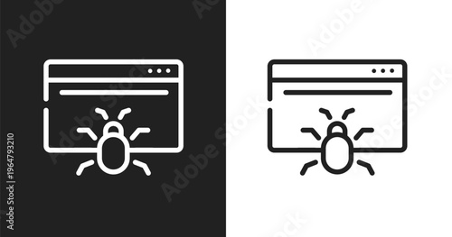 Web crawler icon. Linear black, white icon from marketing & seo collection. Outline web crawler vector. Thin line symbol isolated on white and black background