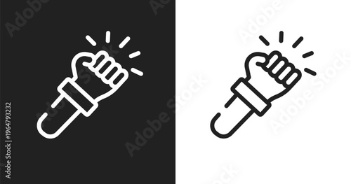 Violence icon. Linear black, white icon from law and justice collection. Outline violence vector. Thin line symbol isolated on white and black background