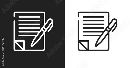 Wills and trusts icon. Linear black, white icon from law and justice collection. Outline wills and trusts vector. Thin line symbol isolated on white and black background