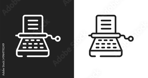 Stenographer icon. Linear black, white icon from law and justice collection. Outline stenographer vector. Thin line symbol isolated on white and black background
