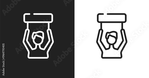 Civil rights icon. Linear black, white icon from law and justice collection. Outline civil rights vector. Thin line symbol isolated on white and black background