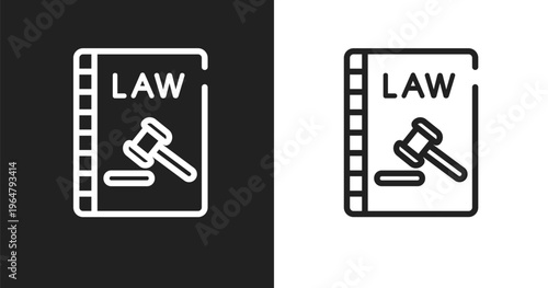 Constitutional law icon. Linear black, white icon from law and justice collection. Outline constitutional law vector. Thin line symbol isolated on white and black background