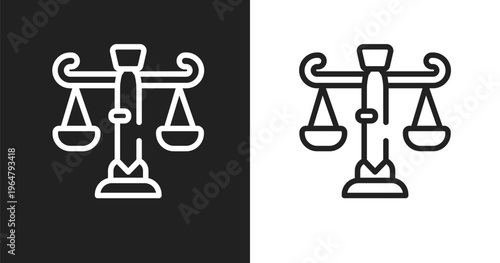 Business law icon. Linear black, white icon from law and justice collection. Outline business law vector. Thin line symbol isolated on white and black background