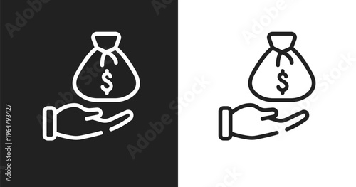 Bribery icon. Linear black, white icon from law and justice collection. Outline bribery vector. Thin line symbol isolated on white and black background