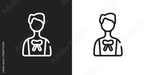 Advocate icon. Linear black, white icon from law and justice collection. Outline advocate vector. Thin line symbol isolated on white and black background