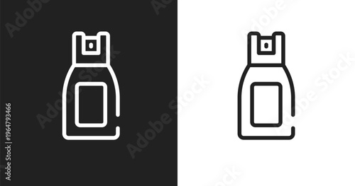 Pepper spray icon. Linear black, white icon from law and justice collection. Outline pepper spray vector. Thin line symbol isolated on white and black background